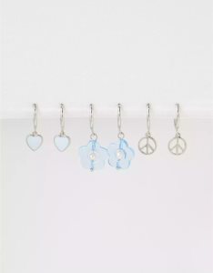 American Eagle AEO Blue Peace Hoop Earring 3-Pack Schmuck Damen Mehrfarbig | KIPTM2659