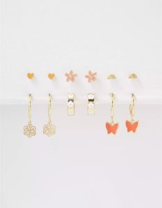 American Eagle AEO Coral Butterfly Hoop Stud Earring 6-Pack Schmuck Damen Mehrfarbig | ENRWT9523