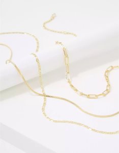 American Eagle AEO Core Necklace 3-Pack Schmuck Damen Gold | YXHNP3691