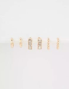 American Eagle AEO Daisy Hoop Earrings 6-Pack Schmuck Damen Gold | HCVTI7261