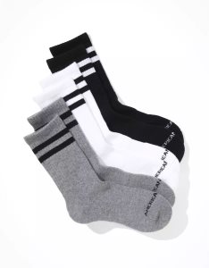 American Eagle AEO Gestreift Crew Sock 3-Pack Socken Herren Schwarz | NLKWC8351