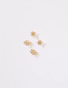 American Eagle AEO Gold Mini 4-Pack Haarschmuck Damen Gold | SQNCY8054