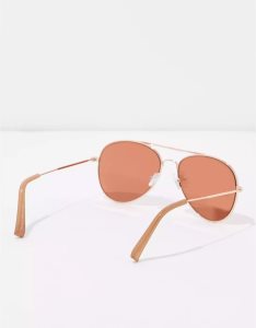 American Eagle AEO Klassische Rose Gold Aviator Sonnenbrille Damen Rosa Gold | WYGLM5061