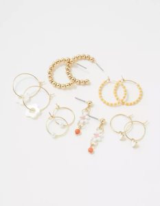 American Eagle AEO Orange Beaded Hoop Earring 6-Pack Schmuck Damen Mehrfarbig | QATRO6803