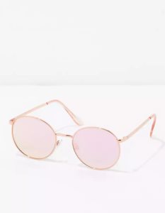 American Eagle AEO Rose Gold Round Metal Sonnenbrille Damen Rosa Gold | ZEKYN7561