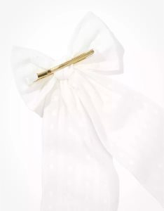 American Eagle AEO White Baumwoll Bow Clip Haarschmuck Damen Weiß | NRCBK7086