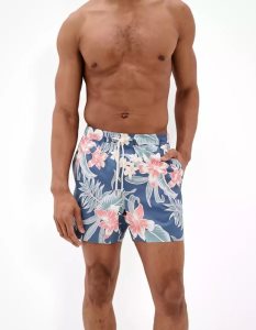 American Eagle AE 5.5" Floral Swim Trunk GolfShorts Herren Blau Türkis | YHTAU1579