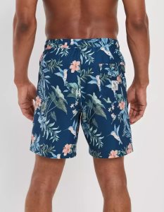 American Eagle AE 7" Tropical Swim Trunk GolfShorts Herren Königsblau Navy | FMDUK8092