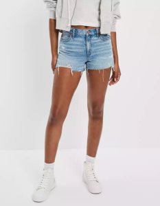 American Eagle AE Dreamy Drape Denim '90s Boyfriend GolfShorts Damen Indigo Waschen | RHQCF0754