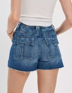 American Eagle AE Dreamy Drape Denim Highest Taille '90s Boyfriend GolfShorts Damen Indigo Waschen | BSZFG7605