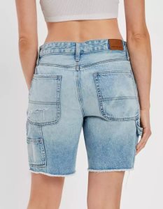 American Eagle AE Dreamy Drape Denim Low-Rise Baggy GolfShorts Damen Hellwaschen | RXWZM2087