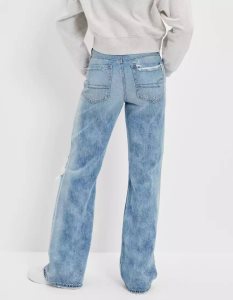 American Eagle AE Dreamy Drape Ripped Low-Rise Baggy Flare Jeans Damen Indigo | WLTAF0537