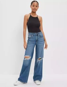 American Eagle AE Dreamy Drape Stretch Ripped Super High-Waisted Baggy Weite-Leg Jeans Damen Mehrfarbig | SEWNX7613