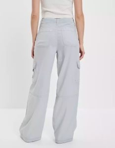 American Eagle AE Dreamy Drape Stretch Super High-Waisted Cargo Baggy Weite-Leg Pant Jeans Damen Blau | VZLGH7895