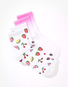 American Eagle AE Fruit Salad Boyfriend Sock 2-Pack Socken Damen Weiß | XCZSB2316