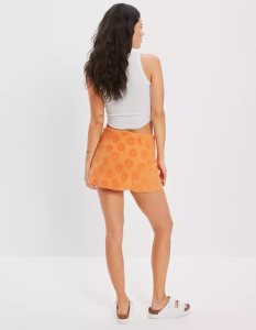 American Eagle AE It Knit Floral GolfSkirts Damen Orange | FPUSC8760