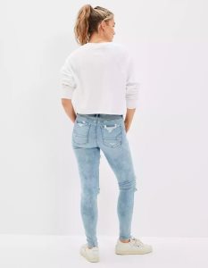 American Eagle AE Lu(x)e Ripped High-Waisted Jegging Jeans Damen Blau Weiß | MJTSZ2409