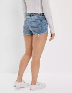 American Eagle AE Ne(x)t Level Curvy High-Waisted Denim GolfShorts Damen Hellwaschen | SZHON0193