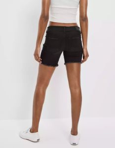 American Eagle AE Ne(x)t Level Denim Super Low-Rise Schlank Bermuda GolfShorts Damen Schwarz | FUVXC5791