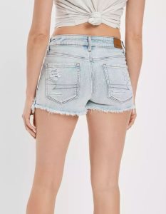 American Eagle AE Ne(x)t Level High-Waisted Denim GolfShorts Damen Hellwaschen | JBYKI0645