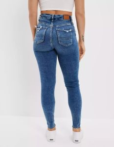 American Eagle AE Ne(x)t Level Patched Curvy High-Waisted Jegging Jeans Damen Blau | ALHYD2670