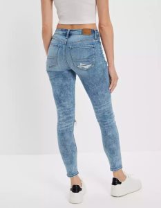 American Eagle AE Ne(x)t Level Ripped High-Waisted Jegging Crop Jeans Damen Hellwaschen | FZKIX2481