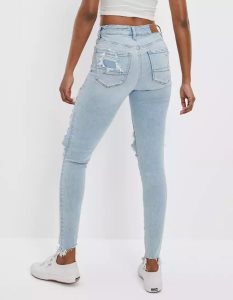 American Eagle AE Ne(x)t Level Ripped Super High-Waisted Jegging Jeans Damen Indigo | HRWOU2195