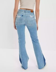 American Eagle AE Ne(x)t Level Super High-Waisted Flare Jeans Damen Hellindigo | DNXVC3681