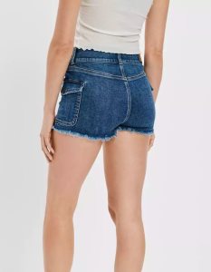 American Eagle AE Ne(x)t Level Super High-Waisted Denim GolfShorts Damen Indigo | JHTAV5284