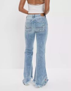 American Eagle AE Pride Ne(x)t Level Ripped Festival Flare Jeans Damen Hellwaschen | JWDHO7549