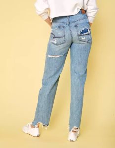 American Eagle AE Pride Ripped '90s Gerade Jeans Damen Blau | HDFKI0549