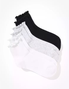 American Eagle AE Ruffle Trim Boyfriend Sock 3-Pack Socken Damen Mehrfarbig | PTNWU3296