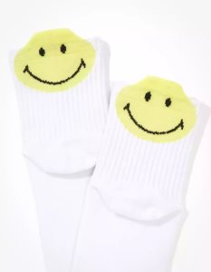 American Eagle AE Smiley Heel Boyfriend Sock Socken Damen Weiß | NFQYS0675