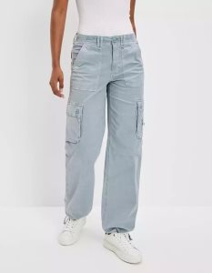 American Eagle AE Snappy Stretch Baggy Cargo Jogger Jeans Damen Blau | INEOM8943