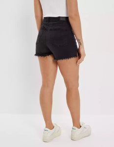 American Eagle AE Stretch Curvy Denim Mom GolfShorts Damen Schwarz | WUAKI6359