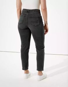 American Eagle AE Stretch Curvy Mom Jeans Damen Schwarz | CKYBO7504