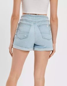 American Eagle AE Stretch Denim Mom GolfShorts Damen Hellwaschen | HNRWD6873