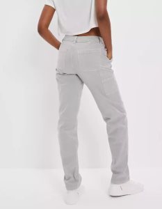 American Eagle AE Stretch High-Waisted Gerade Leg Carpenter Pant Jeans Damen Grau | ANZSU1890