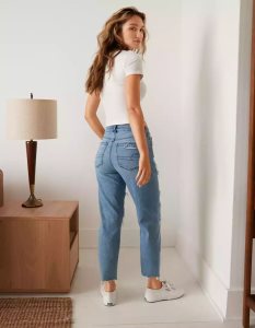 American Eagle AE Strigid Mom Gerade Jeans Damen Indigo | EXIRK2769