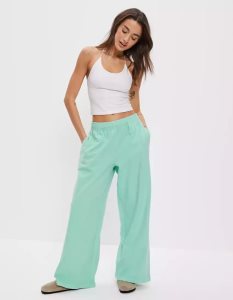 American Eagle AE Sun Set Super High-Waisted Baggy Weite-Leg Knit Pant Jogginghose Damen Zitrone | UEYWM4138