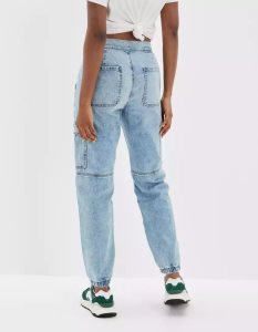 American Eagle AE Super High-Waisted Cargo Denim Jogger Jeans Damen Hellblau | IVCQF7524