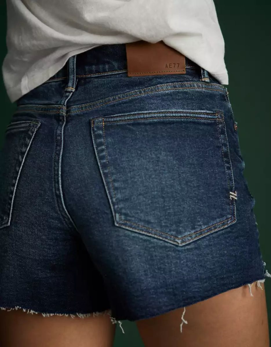 American Eagle AE77 Denim Mom GolfShorts Damen Dunkelindigo Waschen | OJPUB3058