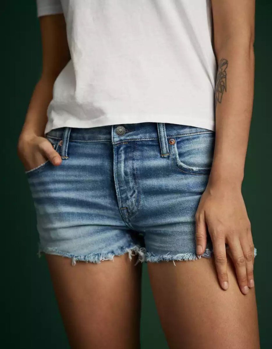 American Eagle AE77 High-Waisted Denim GolfShorts Damen Indigo | LZMTE6487