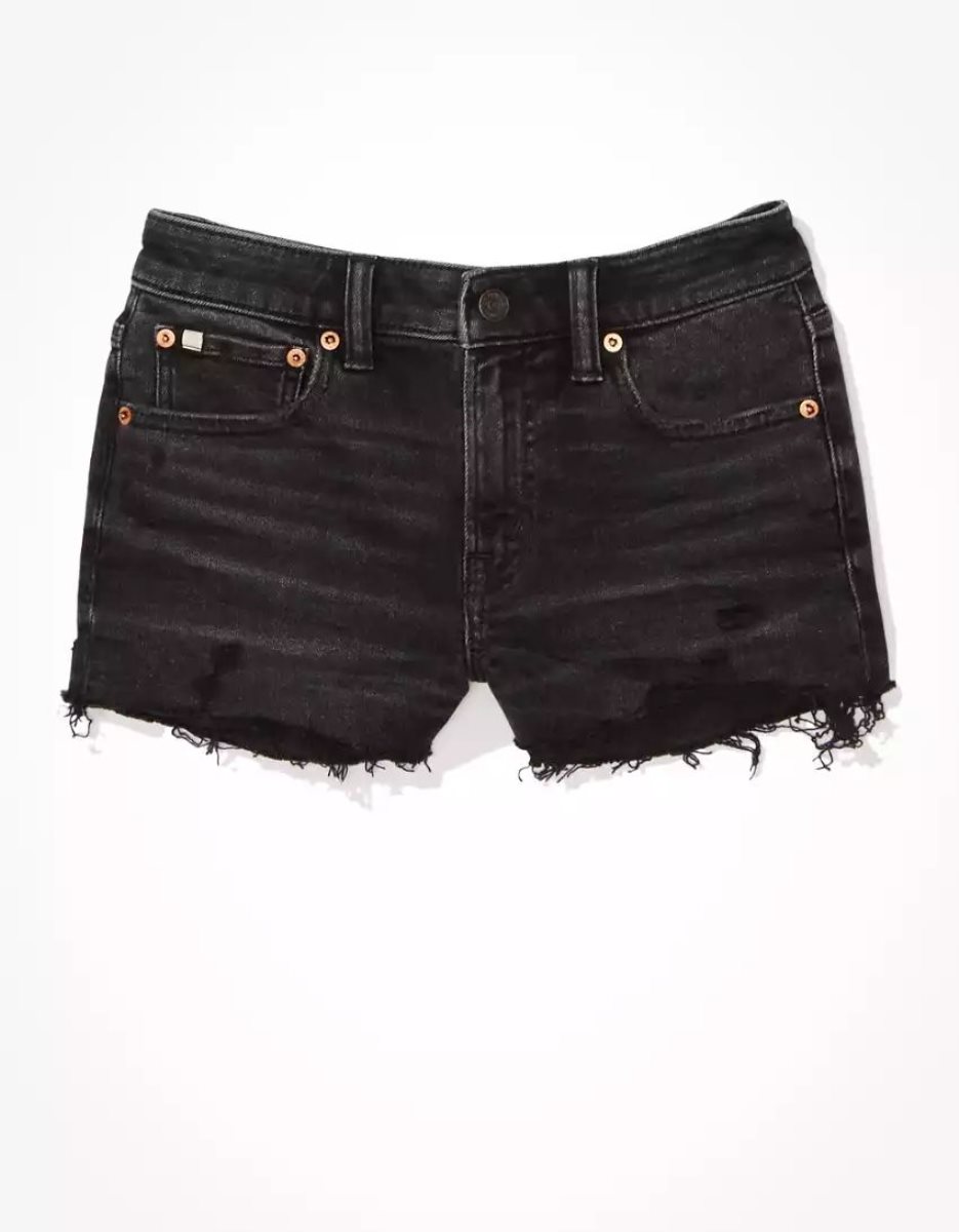 American Eagle AE77 High-Waisted Denim GolfShorts Damen Schwarz | NZIKG4569