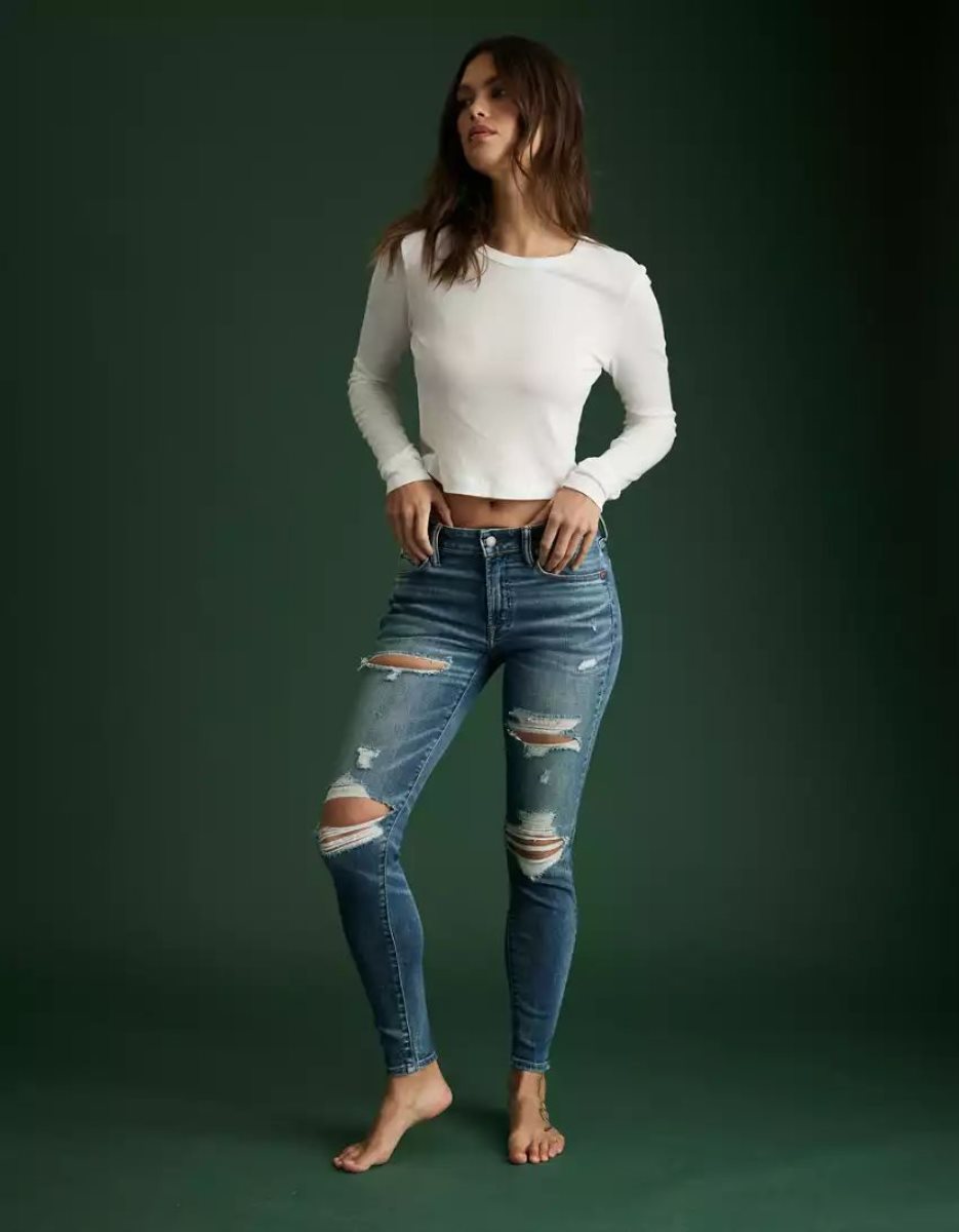 American Eagle AE77 High-Waisted Jegging Jeans Damen Indigo | MHYZA2039