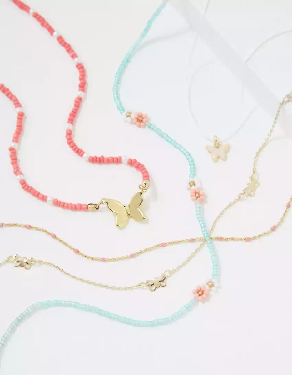 American Eagle AEO Coral Daisy Butterfly Necklace 3-Pack Schmuck Damen Mehrfarbig | IOVKT8105