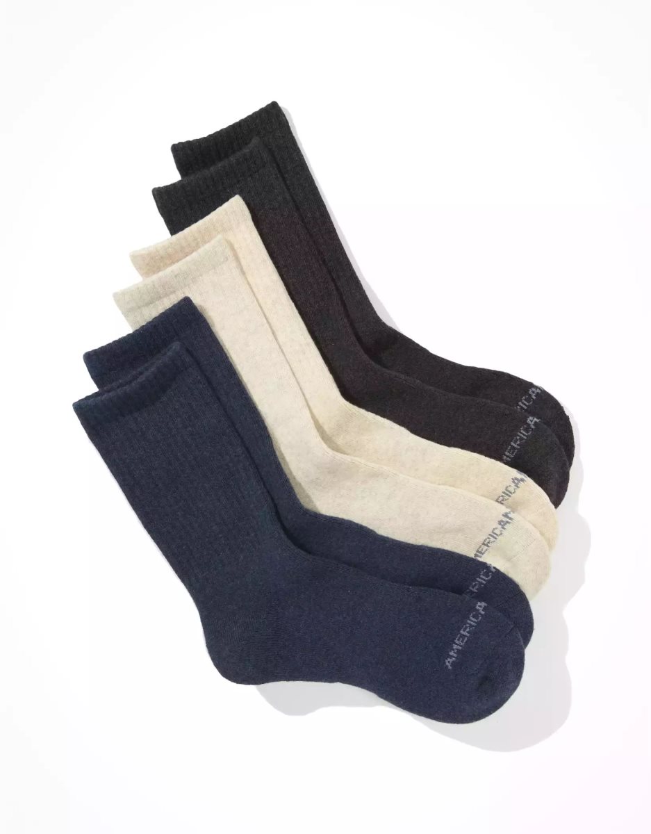 American Eagle AEO Crew Sock 3-Pack Socken Herren Navy | DBSQW5120