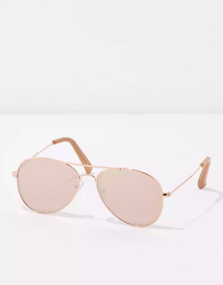 American Eagle AEO Klassische Rose Gold Aviator Sonnenbrille Damen Rosa Gold | WYGLM5061