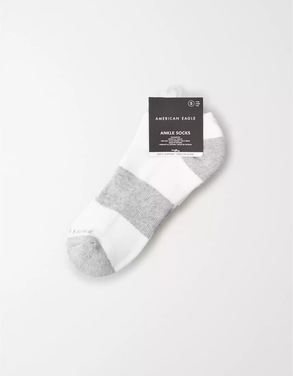 American Eagle AEO Low Cut 5-Pack Socken Herren Weiß | BHJQM4809