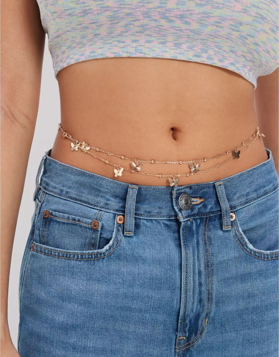 American Eagle AEO Metal Butterfly Belly Chain Schmuck Damen Gold | KRFPJ6981